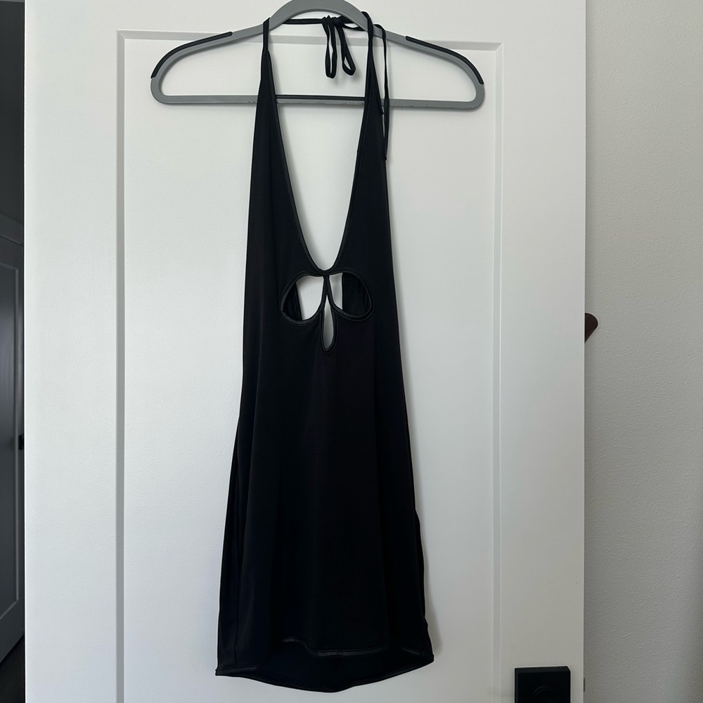 Black Halter Dress with Cutout Detail